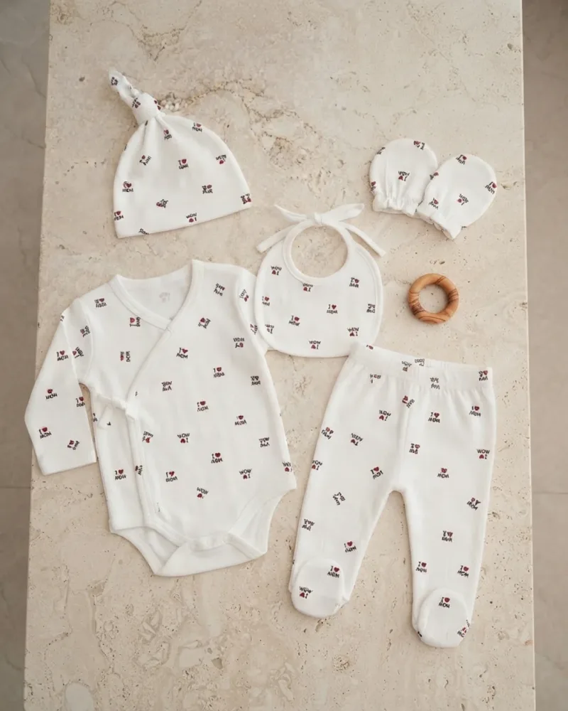 Unisex Beyaz Yenidoğan Hastane Çıkışı Set
